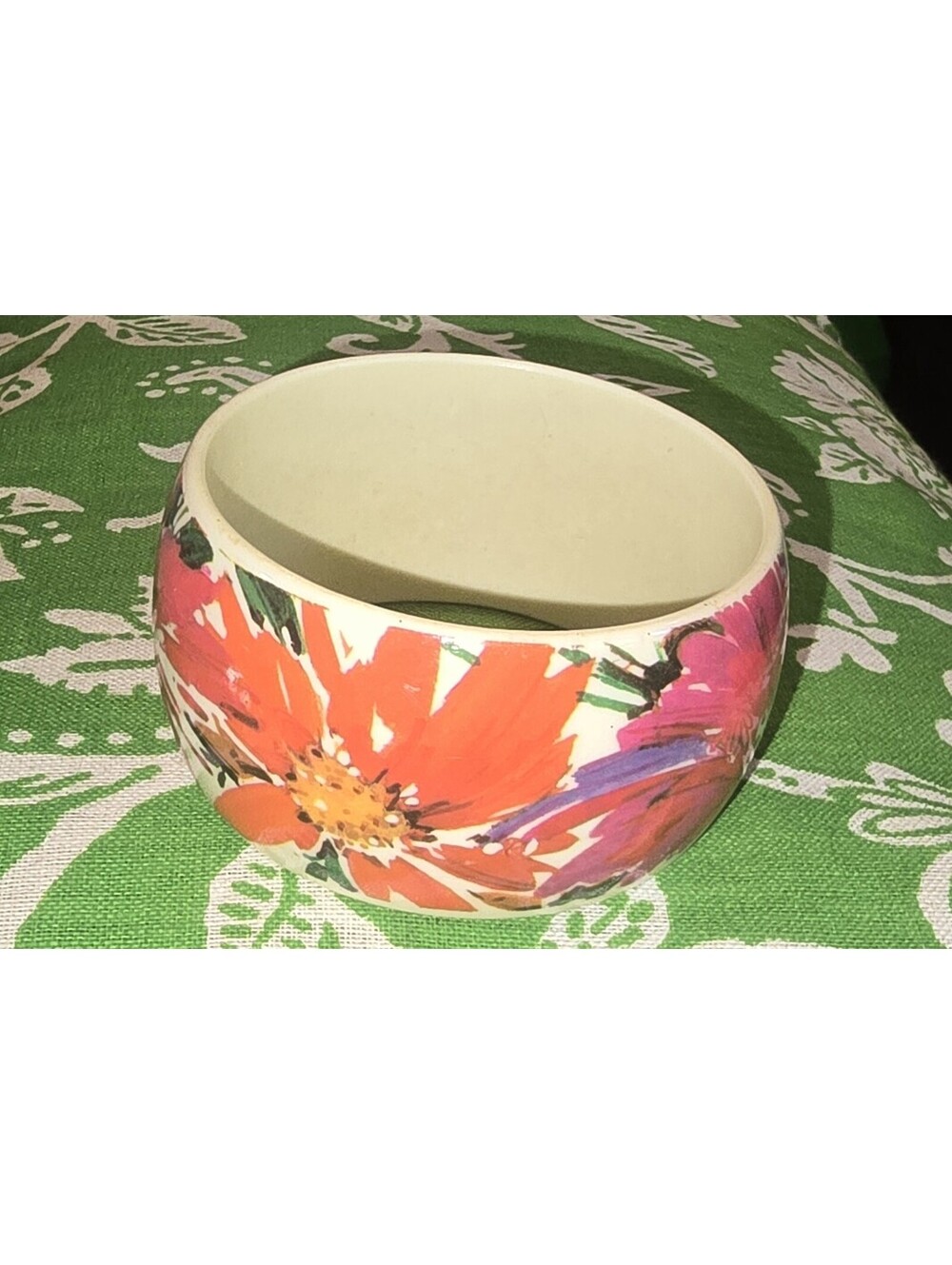 VTG 1989 AVON "Passion Flowers" Chunky Bangle Bracelet Pink Orange Purple - Picture 2 of 7
